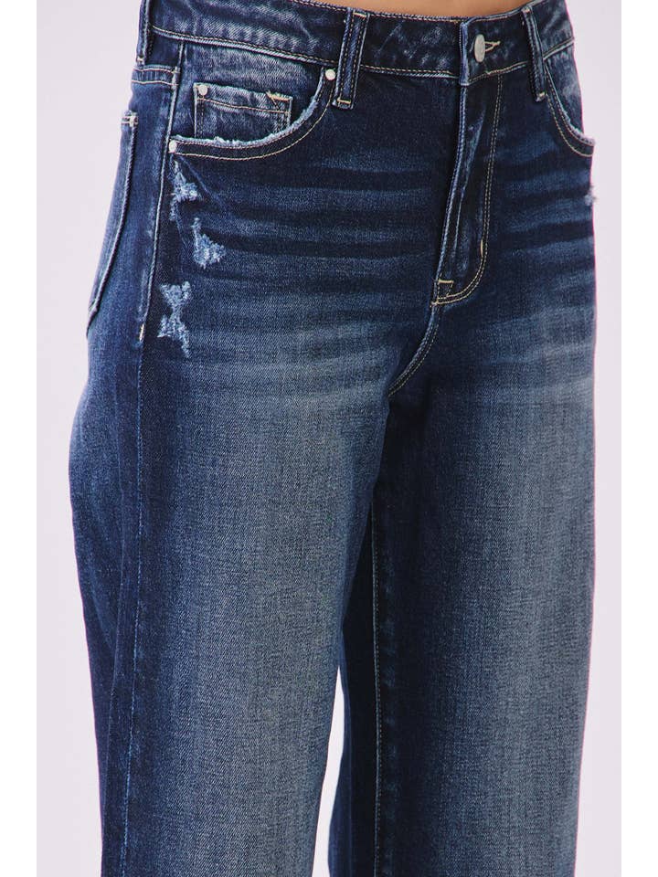 Petra153 - Wholesale Jeans - Women's - P1559X-DK HIGH RISE COMFORT BAGGY STRAIGHT W/ CUFFED HEM15