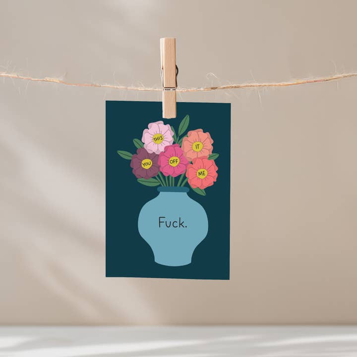 Fuck Flowers Unframed Mini Art Print for wholesale by Mouthy Broad