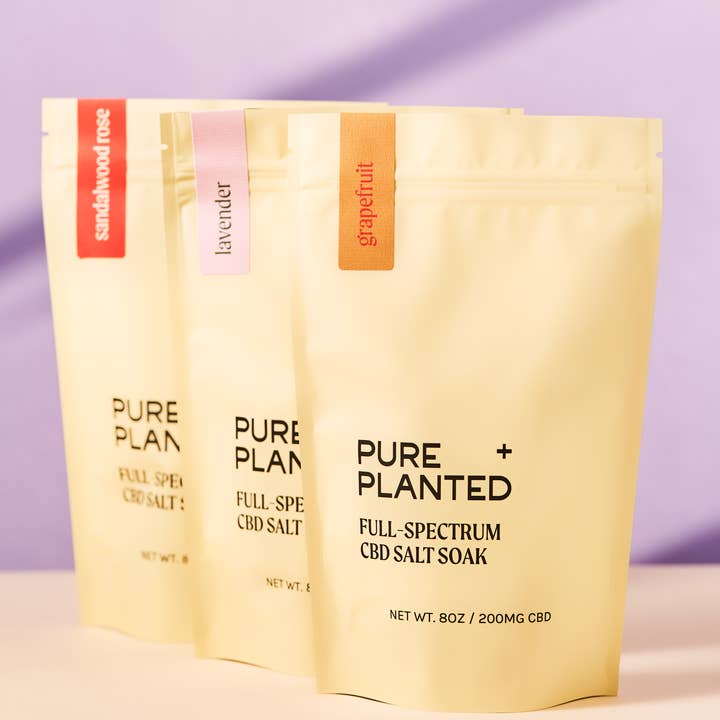 Pure + Planted CBD - Wholesale CBD Bath Salts & Soaps - Full Spectrum CBD Salt Soak - Lavender