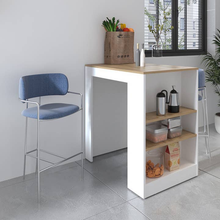 Portree kitchen island in melamine,open storage. for wholesale by TuHome Concept