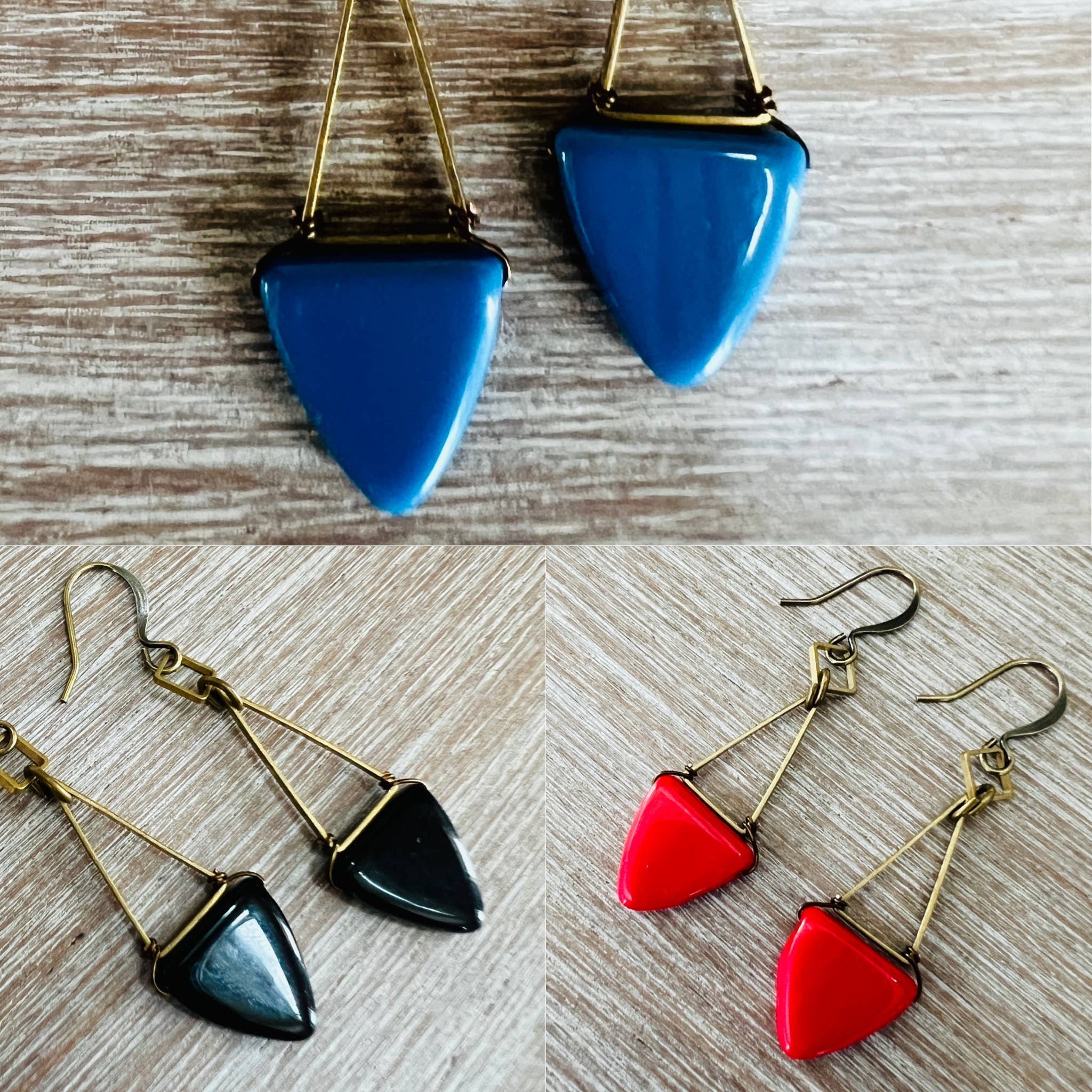 Twist Style - Venta al por mayor Pendientes colgantes - Pendientes de cristal Signal Flag, bandera negra1