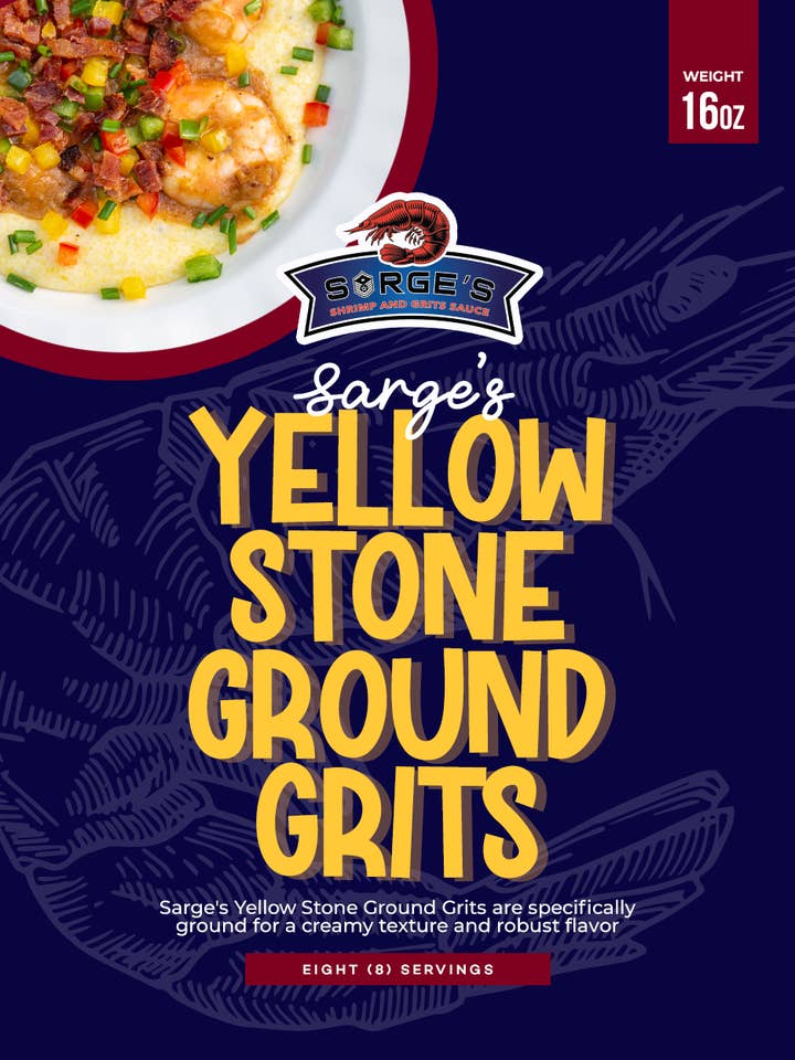 Sarge"s Stone Ground Yellow Grits for wholesale by Sarges Shrimp and Grits Sauce
