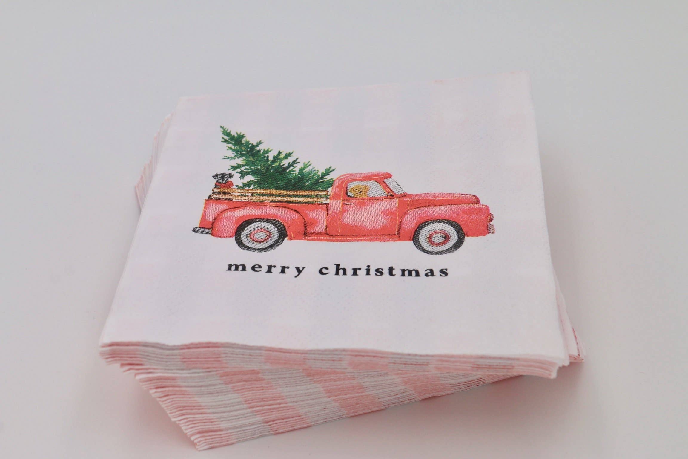 soiree-sisters - Wholesale Disposable Napkin - Christmas Cocktail Napkins | Merry Christmas Truck - 20ct2