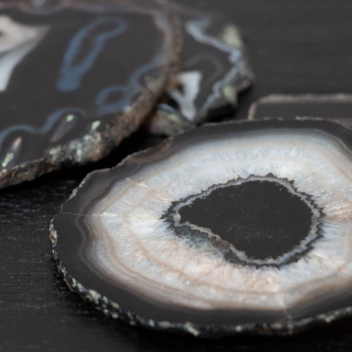 EARTHWARE - Wholesale Coasters - Coaster black agate stone set42