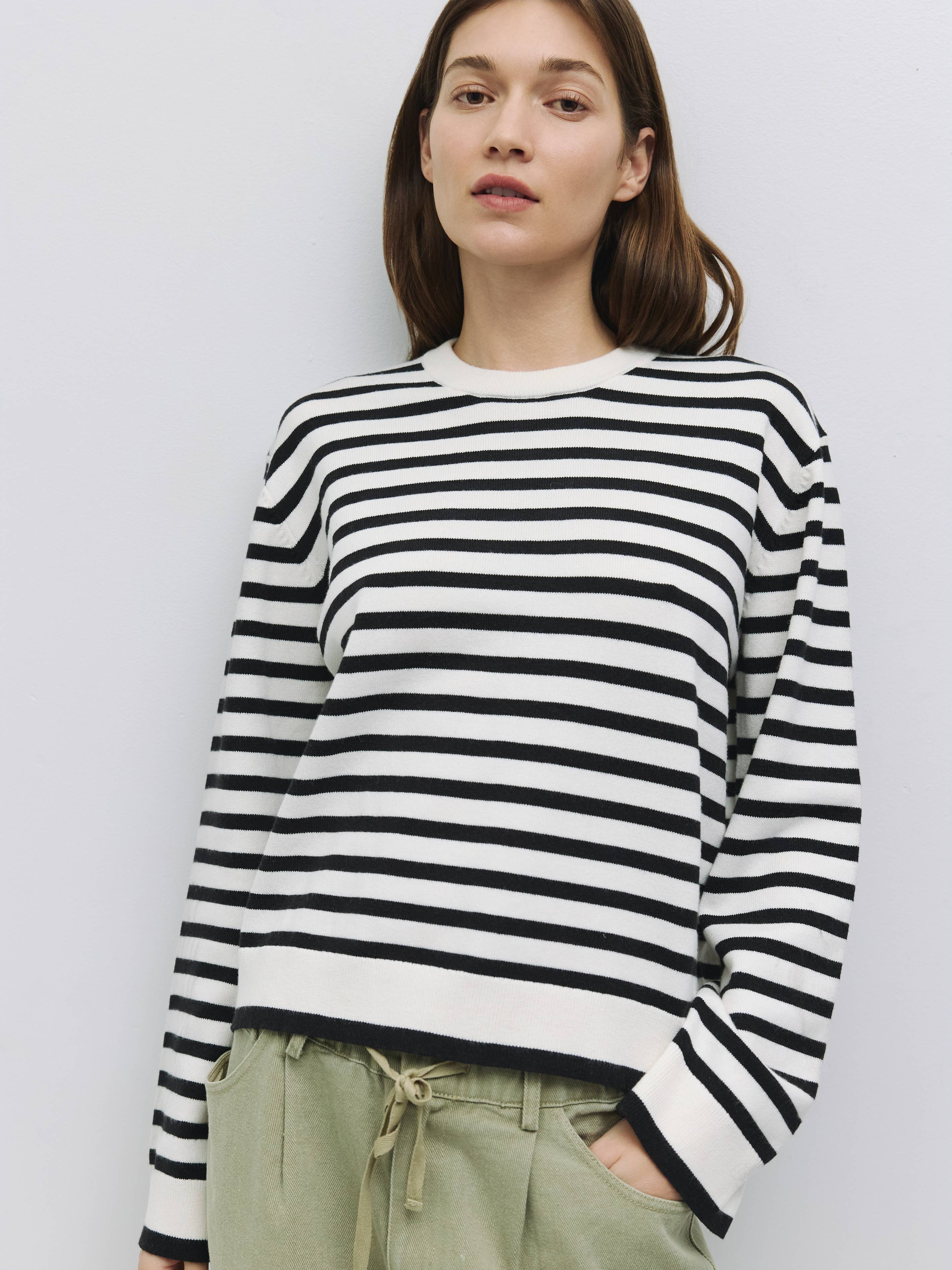 MOD REF - Wholesale Knit Sweater - Women's - The Klein Sweater | Striped Boyfriend Sweater0