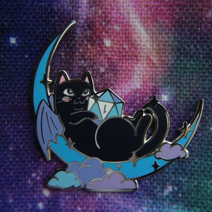 Tressym Cursed 2" Enamel Pin for wholesale by Dapper Cat Dice