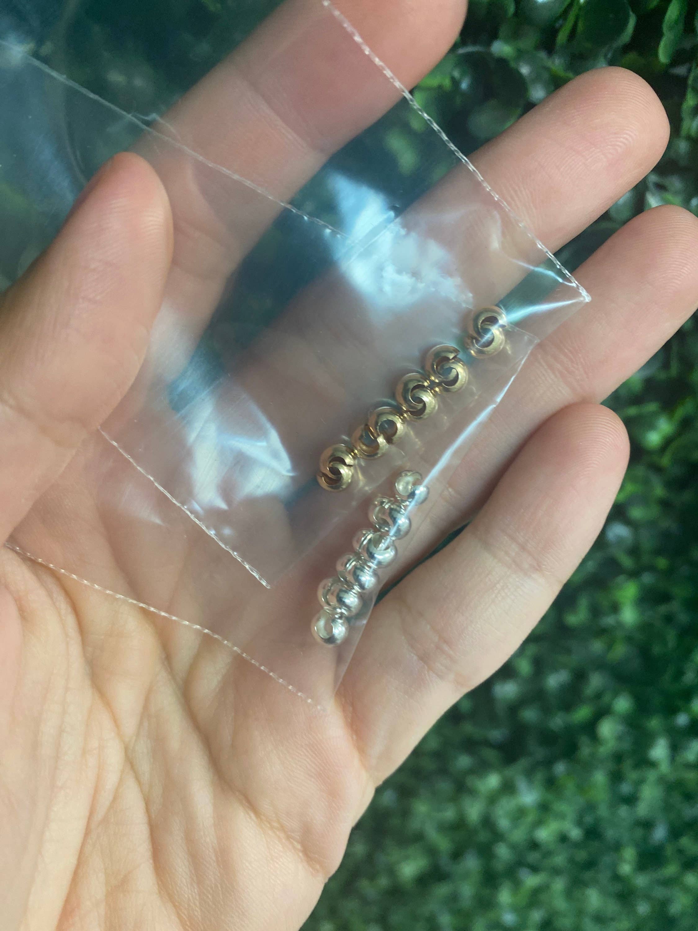 The Bead Bazaar - Wholesale Craft Supplies - Non Tarnish Gold Filled Crimp Covers, Sterling Silver Crimp2