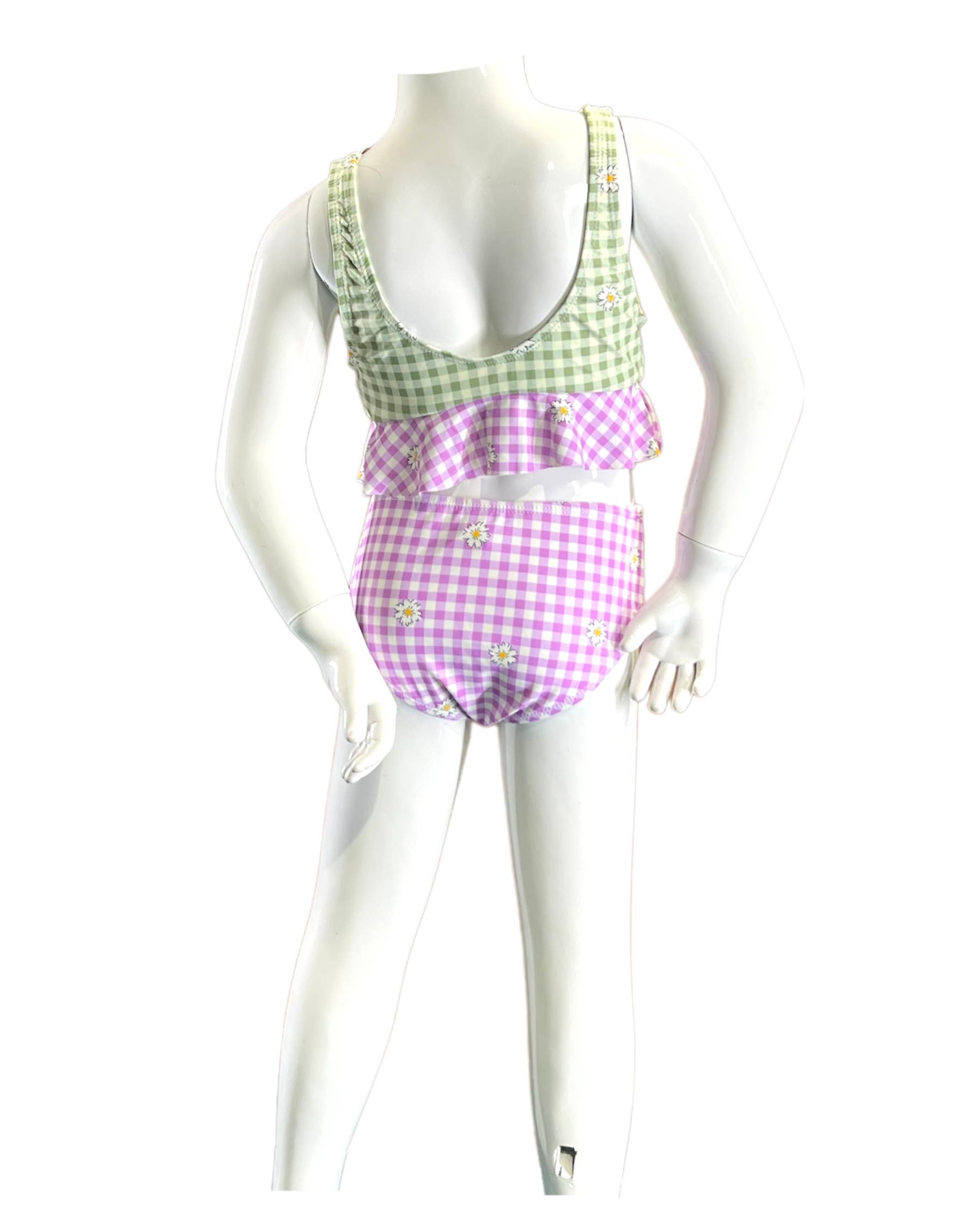 MARINA WEST SWIM - Wholesale Two Piece Swimsuit - Kids - Sport bra tankini 2 pcs-K4717_Gingham Daisy2