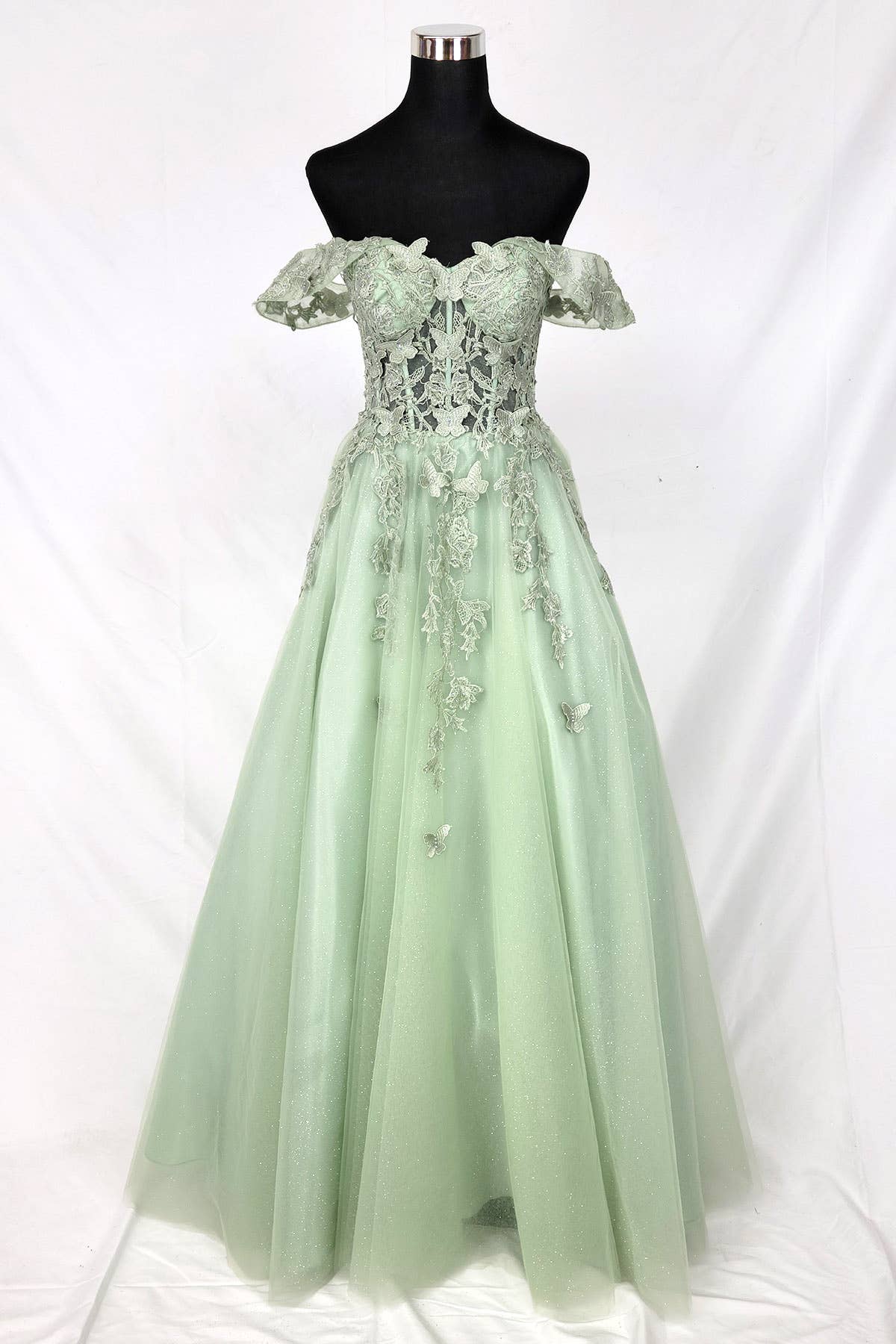 Chicas - Venta al por mayor Vestido - Mujer - Vestido con hombros descubiertos y mariposas C35011