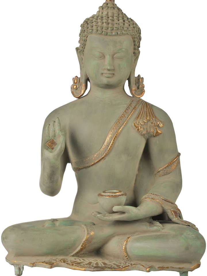15" Boeddha preekt zijn dharma - Tibetaans boeddhist in messing voor wholesale door Exotic India Art