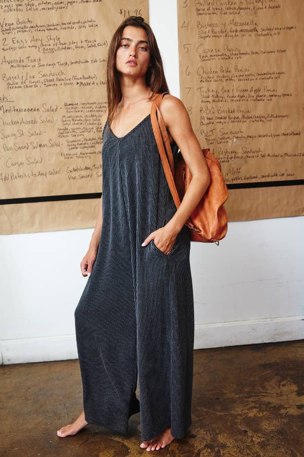 Yellow R5210-1  Wide Leg Solid Textured Knit Jumpsuit for wholesale on Faire14