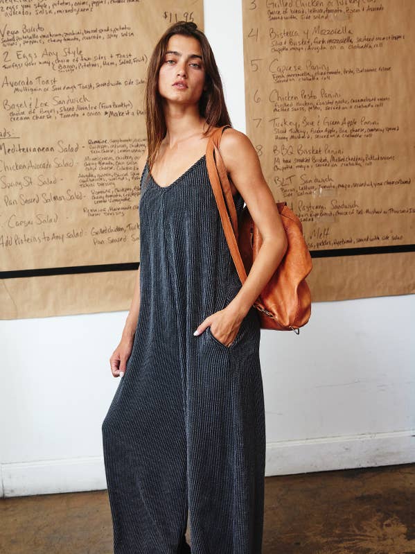 Yellow R5210-1 Wide Leg Solid Textured Knit Jumpsuit for wholesale on Faire14