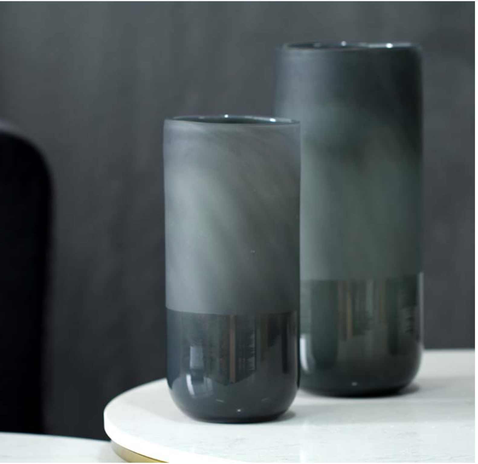 Noah Decoration – Vaso por atacado – Vaso de Vidro Cinzento Cilíndrico Jateado2