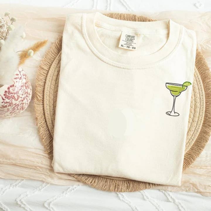 Embroidered Margarita Cocktail Summer T-shirt #2 for wholesale by ART OF DOTS