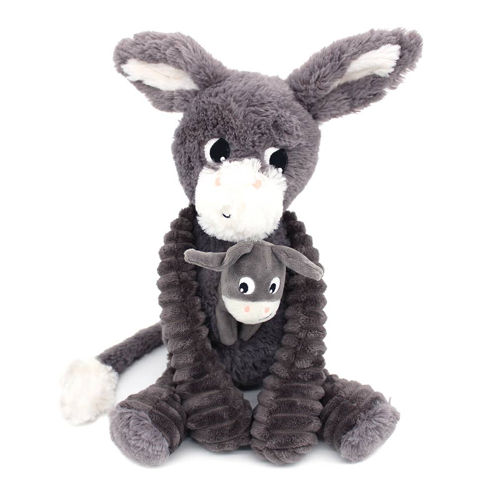 Les Déglingos, France - Wholesale Stuffed/Plush Toy - Kids & Baby - LES PTIPOTOS - 25CM MUM & BABY PLUSH DONKEY GRAY2