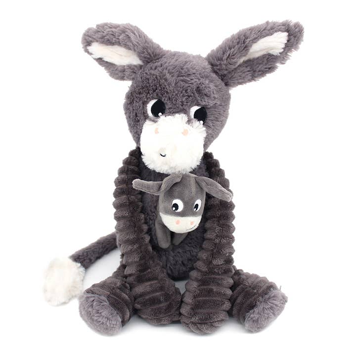 Les Déglingos, France - Wholesale Stuffed/Plush Toy - Kids & Baby - LES PTIPOTOS - 25CM MUM & BABY PLUSH DONKEY GRAY2