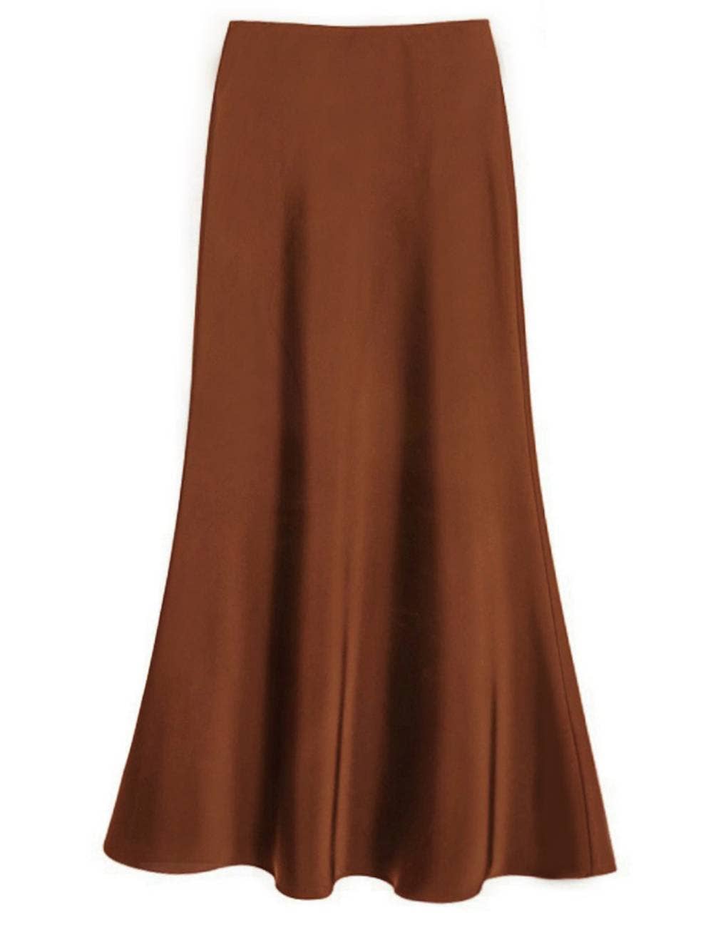 Sweetkama - Wholesale Skirt - Women's - Ladies Satin Elastic Wait Pearlescent Midi Skirt SKS5045314