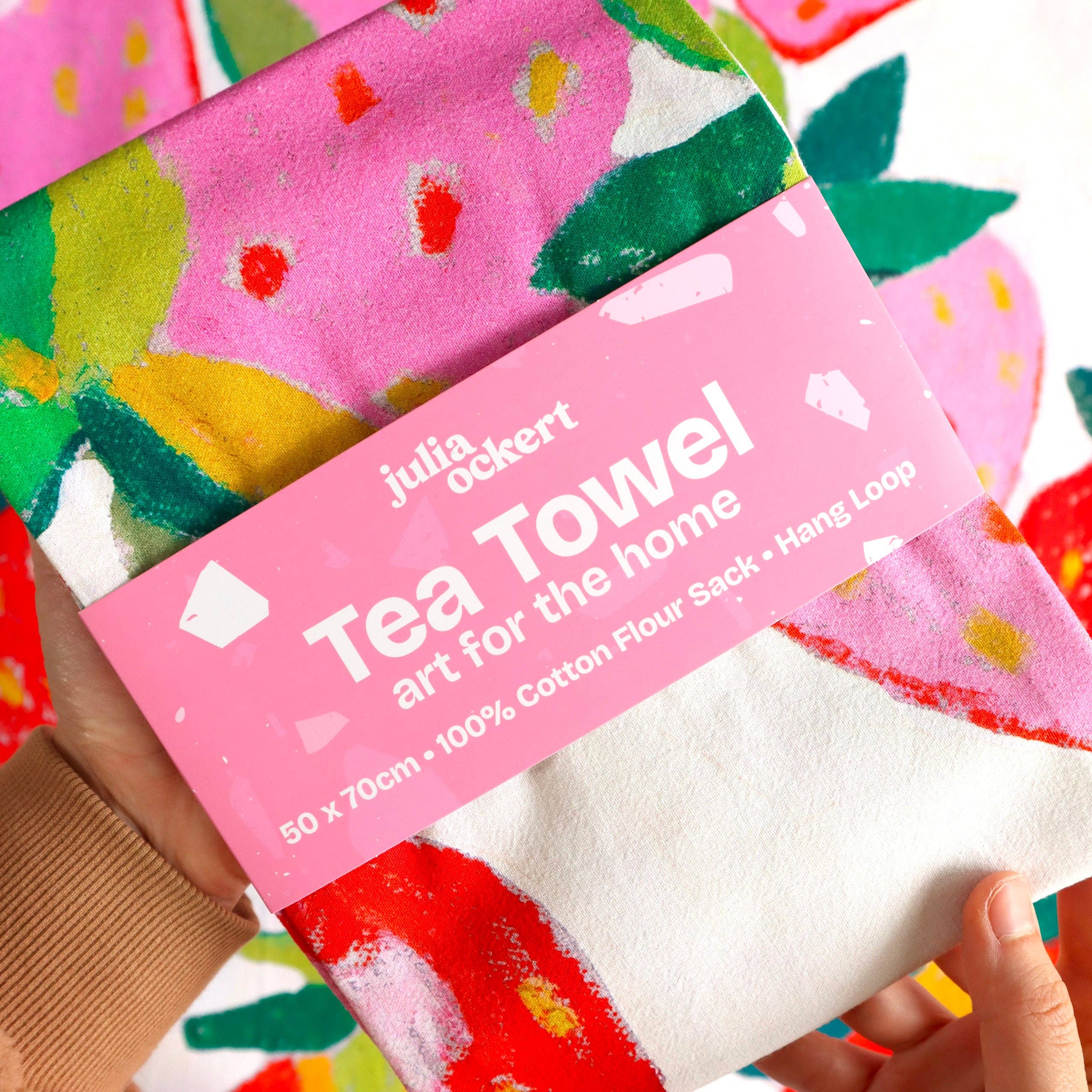 Julia Ockert - Wholesale Tea Towel - Strawberries Tea Towel - Dopamine Decor - Home Decor Gift2