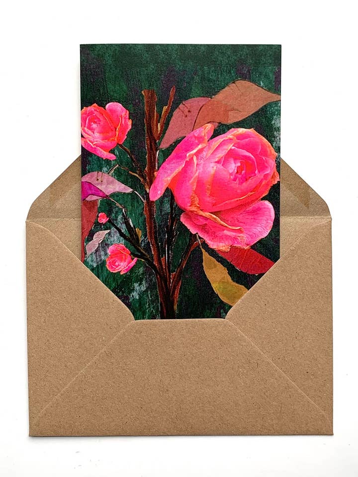 A6 grønt blomsterkort, lyserøde blomsterkort for engroshandel hos Mahin Hussain