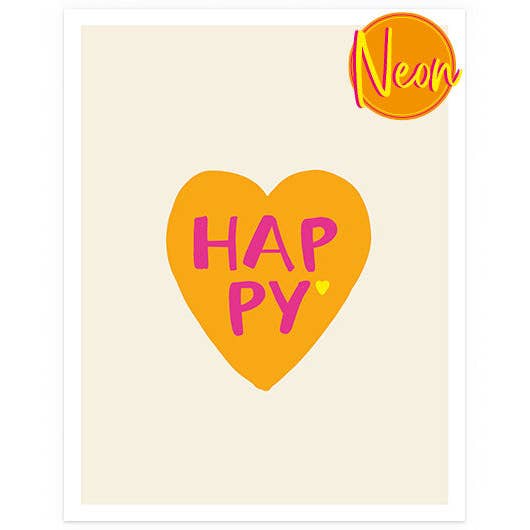 Happy Herz | AuriCard | Cartolina Neon per la vendita all'ingrosso da parte di Hey!Cards GmbH & Co. KG