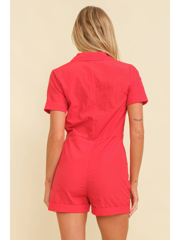 Cloud Ten - Wholesale Romper - Women's - CR11944 - BUTTON UP SHORT SLEEVE ROMPER