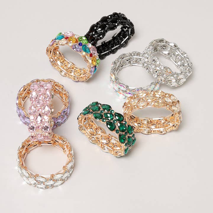 Paved Crystal Stretch Bracelet for wholesale by Fashion City