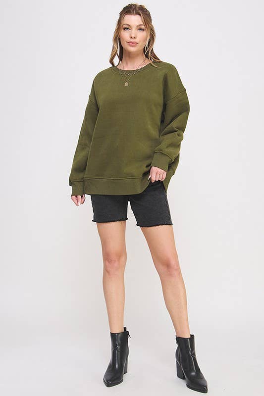 JADE BY JANE - Vendita all'ingrosso Felpa - Donna - Felpa oversize a maniche lunghe con scollo rotondo tinta unita18