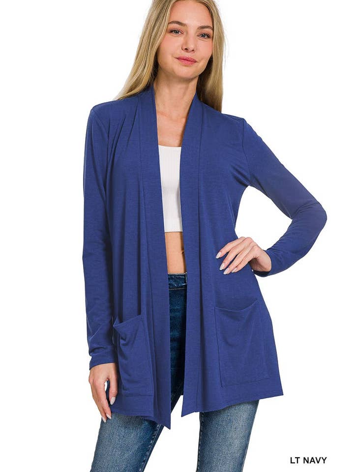 Vanilla Monkey - Wholesale Cardigan - Women's - Slouchy Lightweight Open Front Pocket Cardigan6