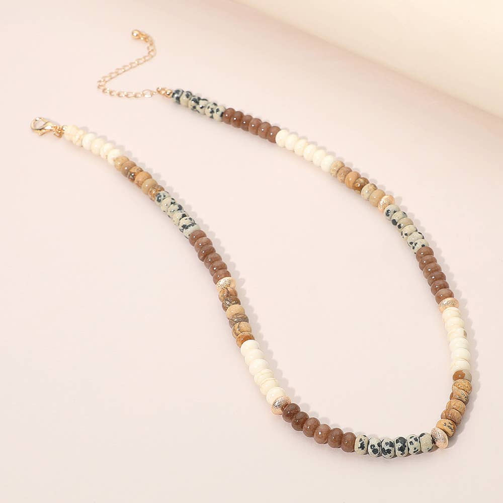 Sensibling Corp. – wholesale Beaded/pearl necklace – Gold Accent Spacer Marbled Resin Beaded Necklace6