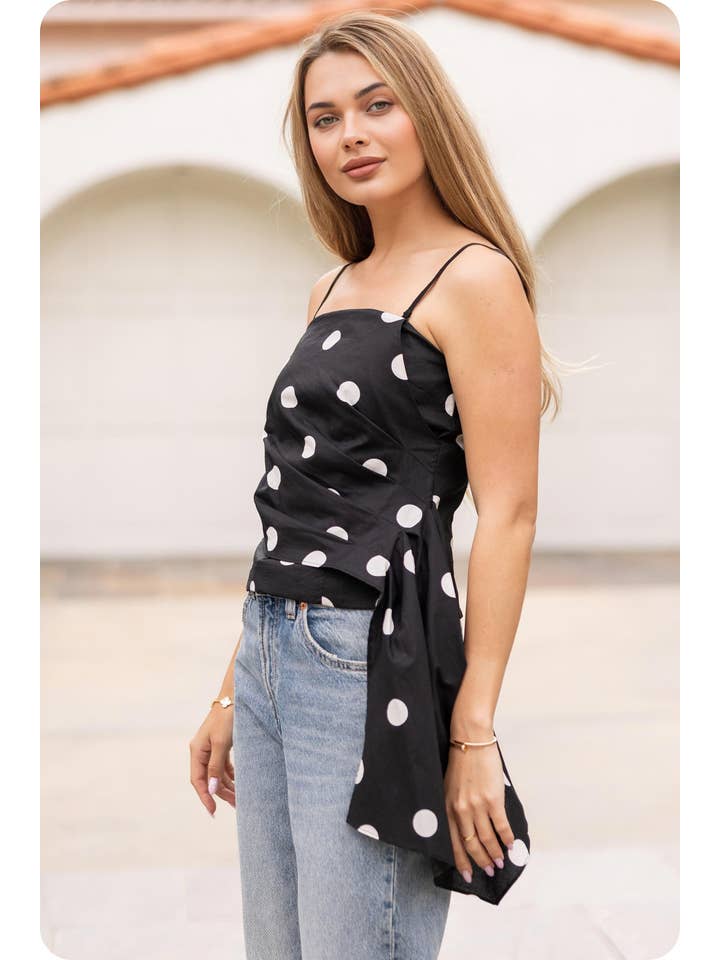 Strut & Bolt - Wholesale Blouse - Women's - Draped Pleat Detail Polka Corset Tube Top4