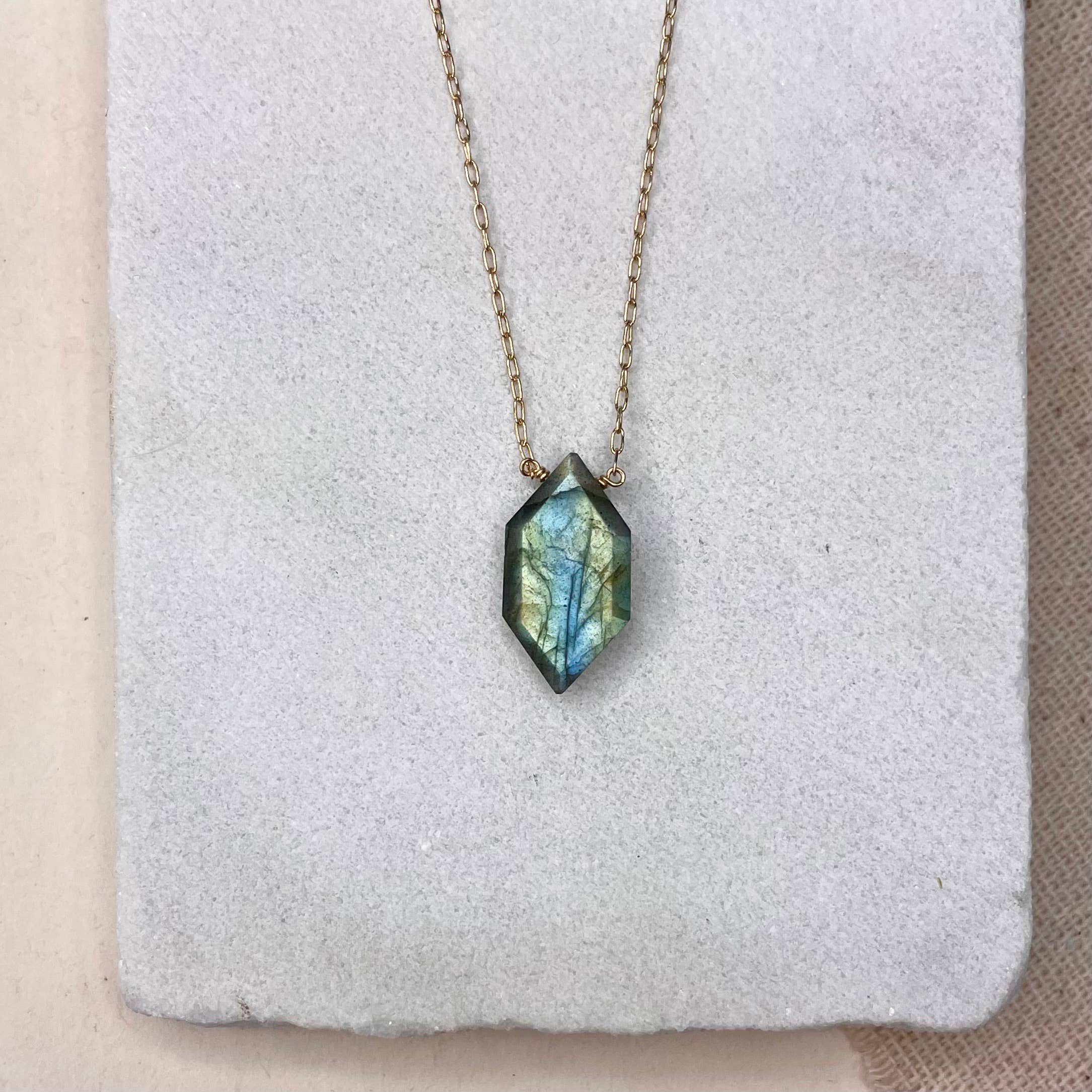 Elysium Jewelry - Wholesale Pendant/Charm Necklace - Labradorite Hexagon Necklace1