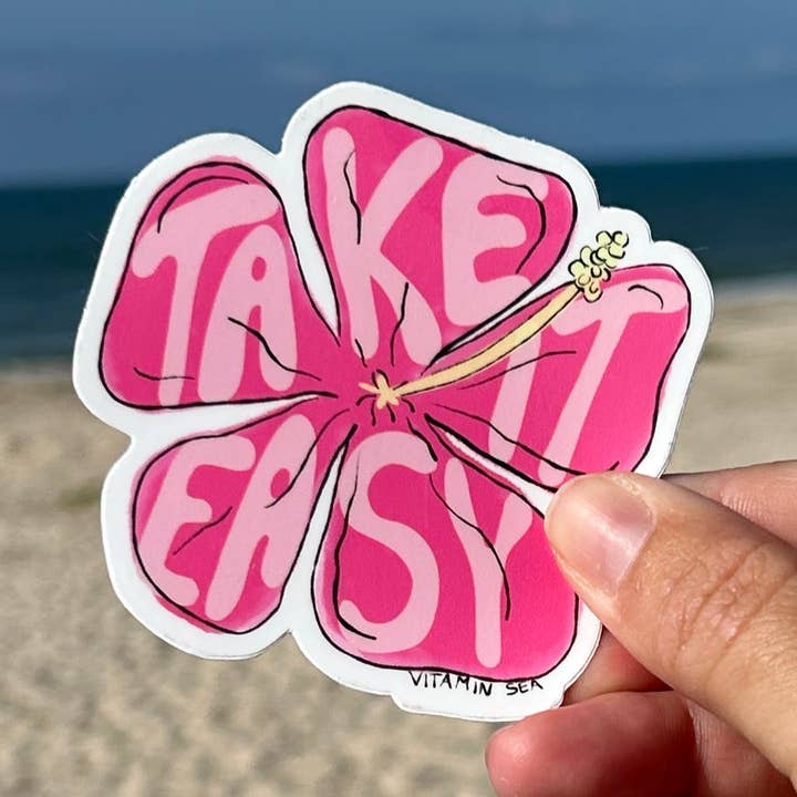 Hibiscus Watercolor Sticker for wholesale by Vitamin Sea Clothing