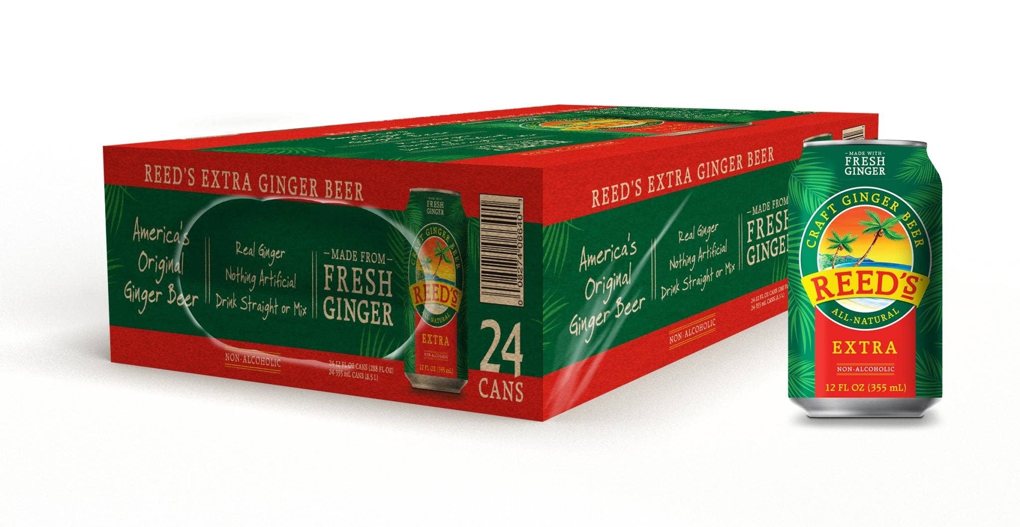 Reed’s, Inc. - Vente Sodas/boissons gazeuses - PACK DE 24 BIÈRES AU GINGEMBRE EXTRA DE REED'S