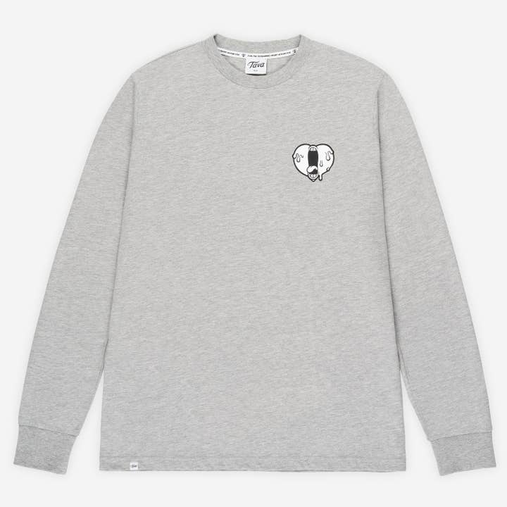 Screaming Heart Heather Grey Long Sleeve Crew Neck T for wholesale by Tava