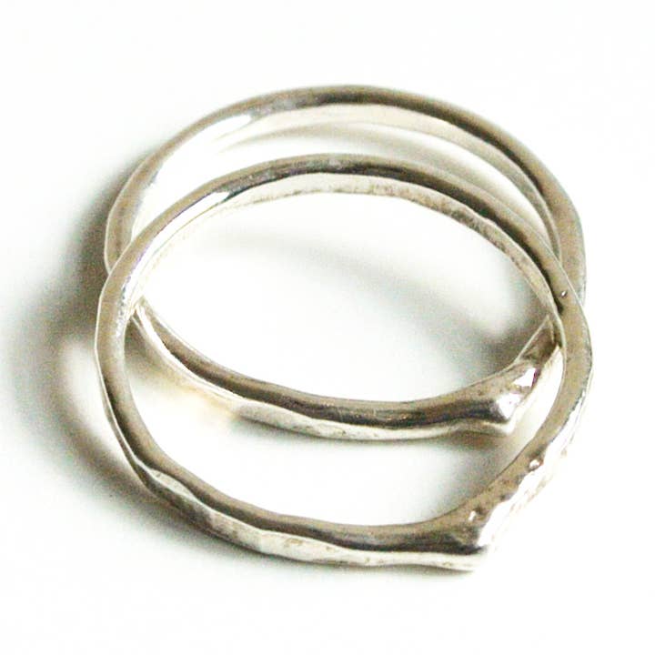 Tear Shape Stacking Sterling Silver Stacking Ring Set for wholesale by The Pink Locket