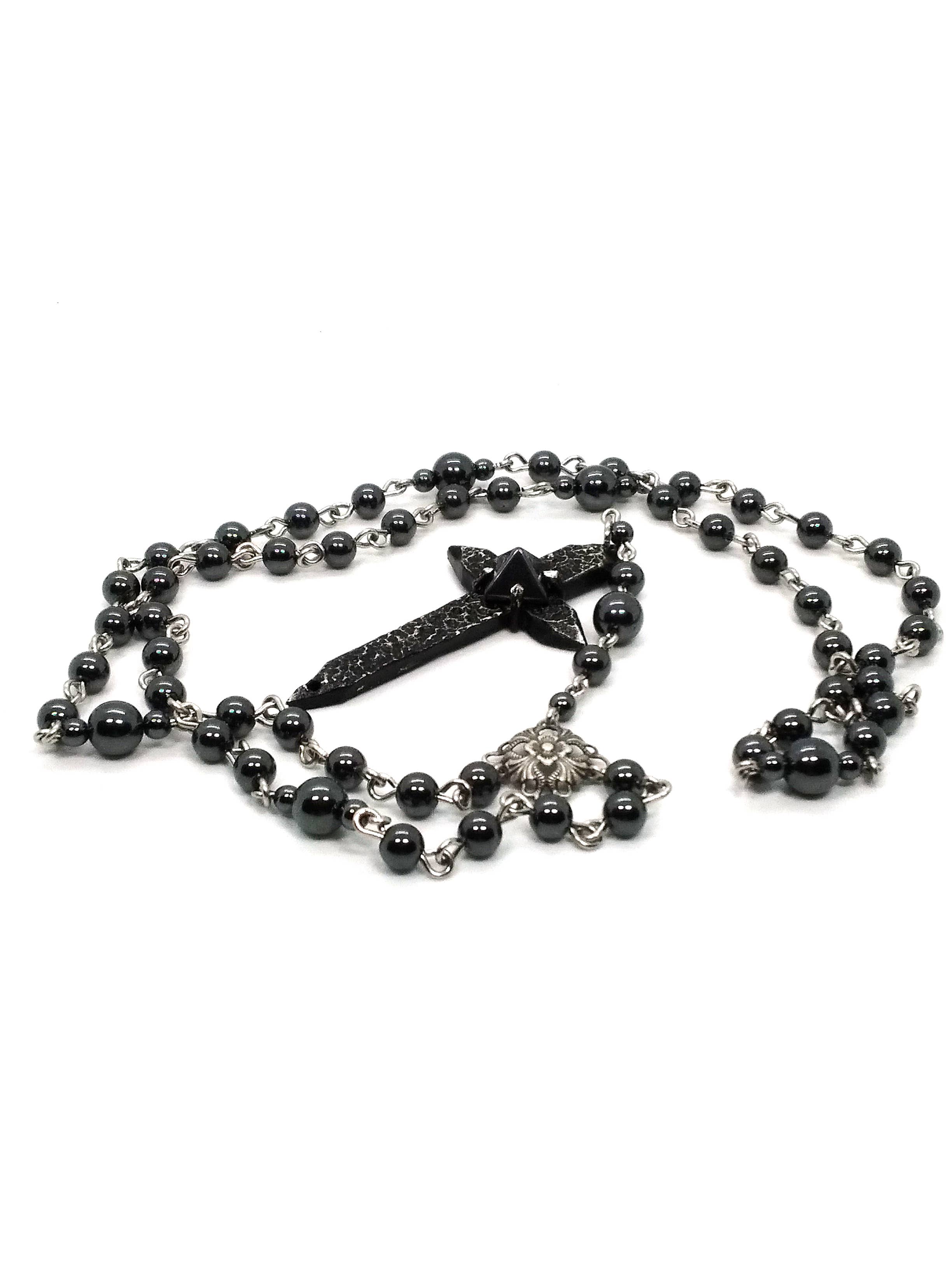 JunkyardBat - Wholesale Prayer Beads Necklace - Spiked Cross Rosary4