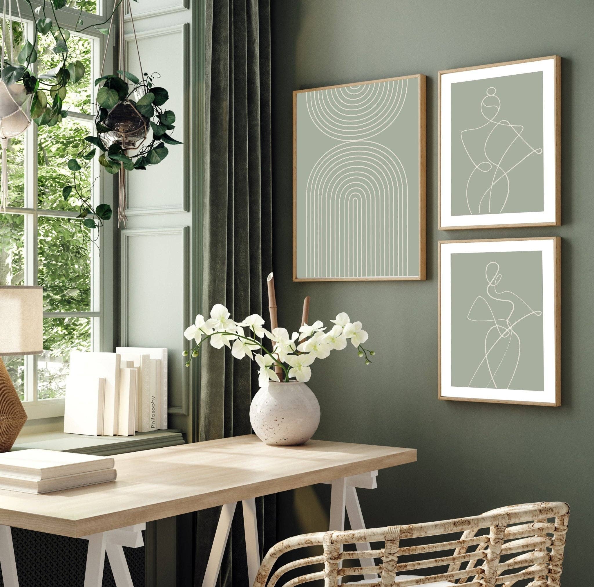 D'LUXE PRINTS - Wholesale Gallery Wall Set - Abstract Women & Geo Rain Set of 3 Prints2