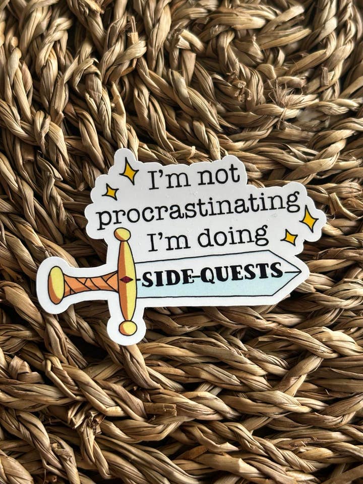 I'm Doing Side Quests Sticker for wholesale by Nordic Book Adventure
