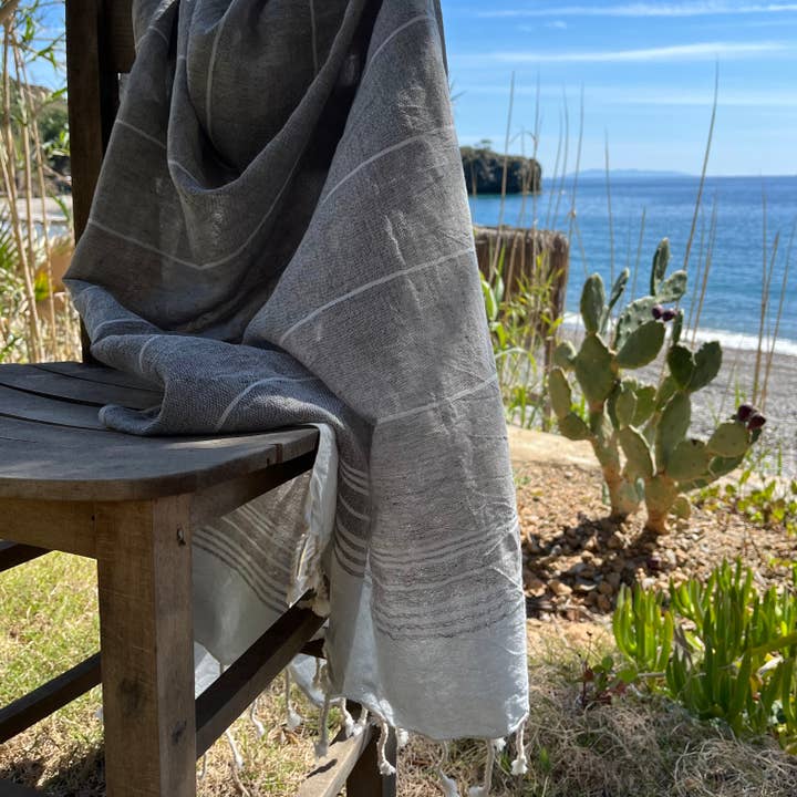 loom.ist – Großhandel Badetuch – Karya Leinen Strandtuch / Türkisches Handtuch8