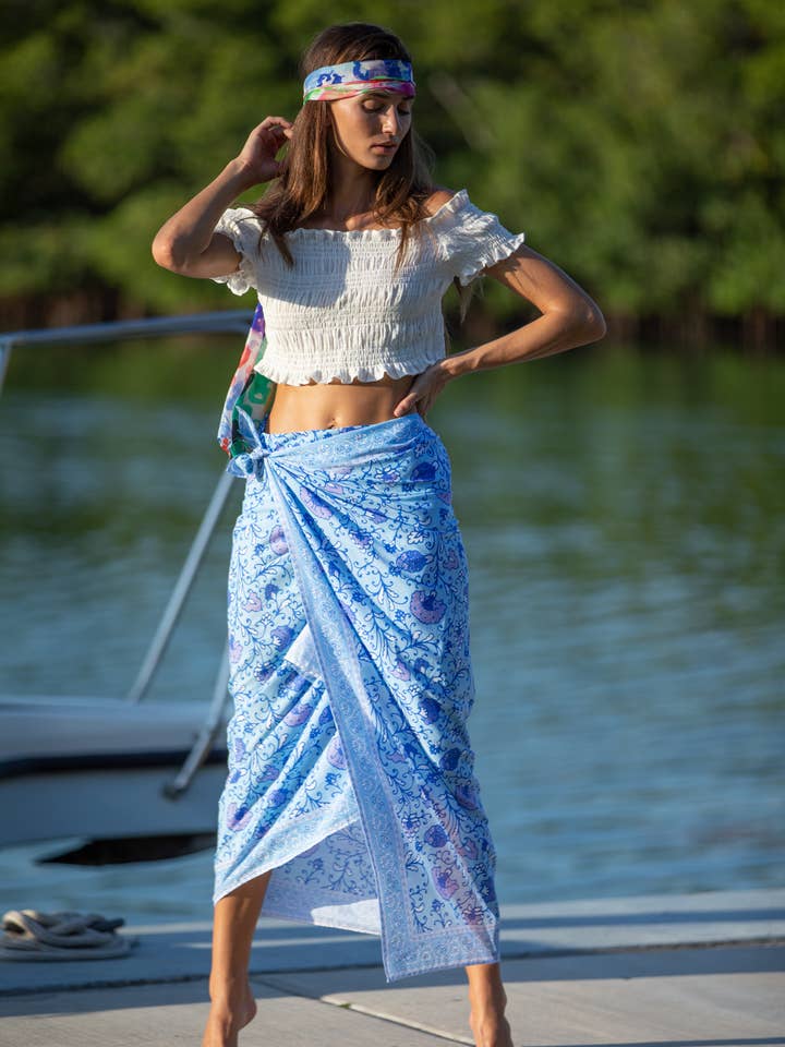 Karina Pareo kjol. Multi Blå för wholesale av Bindu