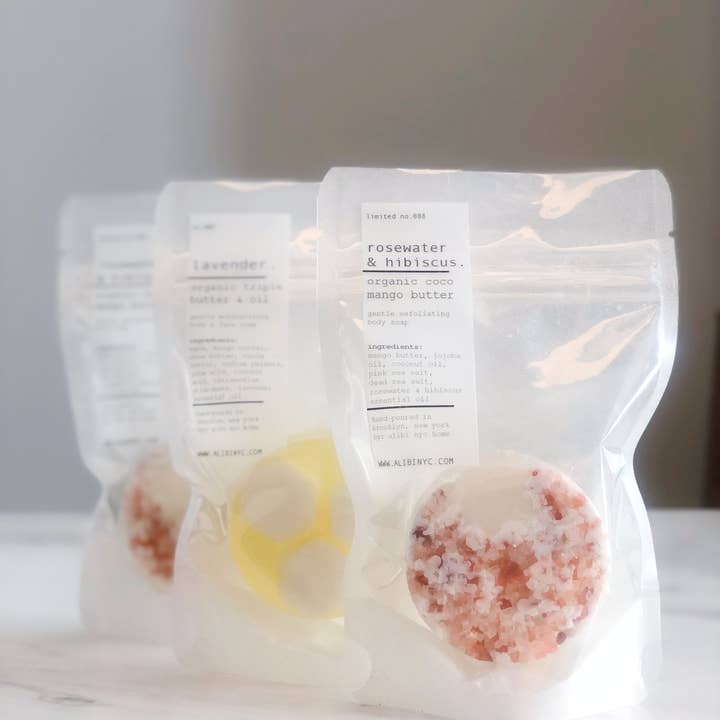 ALIBI NYC - Wholesale Bar Soap - ROSEWATER + HIBISCUS ORGANIC COCO MANGO BUTTER SOAP1