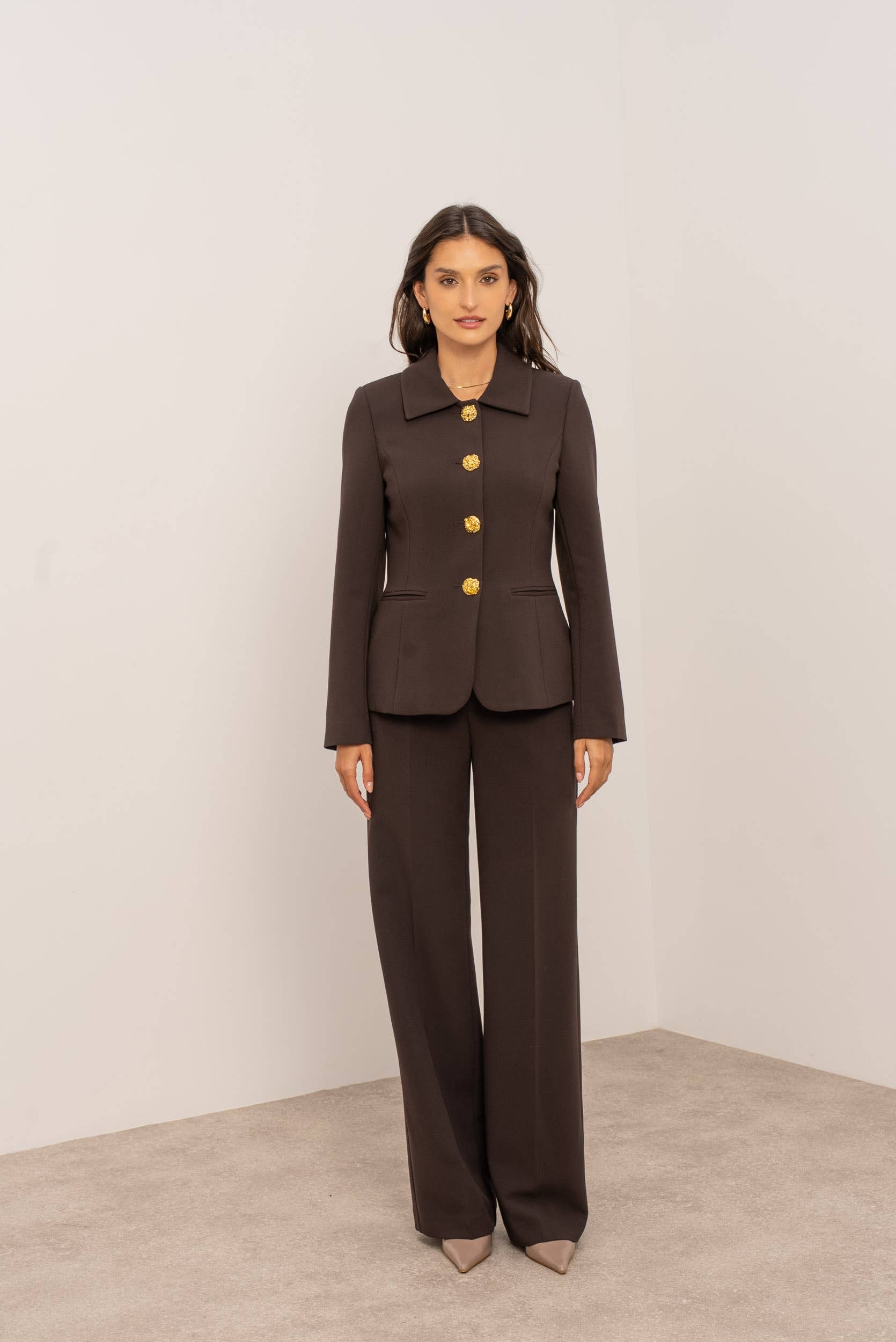 Attentif Paris - Wholesale Jacket - Women's - [Aura] Fitted jacket with shirt collar and gold buttons27