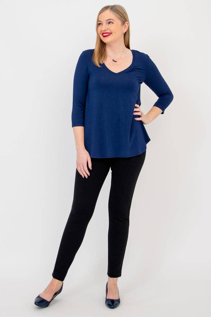Blue Sky Clothing Co LLC – wholesale Tunic – Women’s – Jackie 3/4 Sleeve, Indigo, Bamboo2