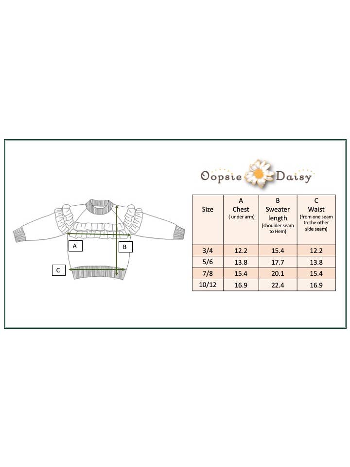 Oopsie Daisy - Wholesale Knit Sweater - Kids - Kids Tan Double Ruffle Crew Neck Fall Winter Sweater