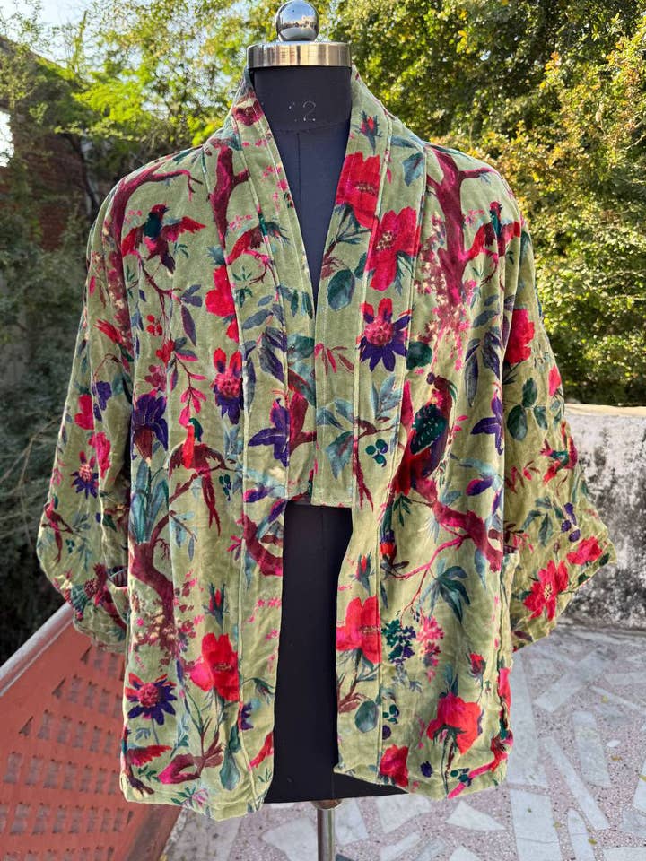 GYPSY STUDIO - Wholesale Jacket - Women's - Bohemian Jacket Bird Printed Velvet Jacket Winter Wear Coats