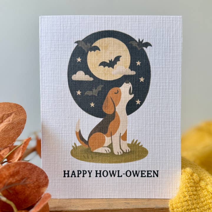 Happy Howl-oween Cute Halloween Card for wholesale by My Country Greetings