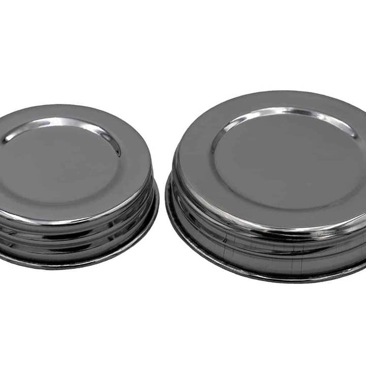 Mason Jar Lifestyle - Vente Boîtes de conservation - Couvercles de rangement en acier inoxydable poli de reproduction vintage pour bocaux Mason, lot de 53