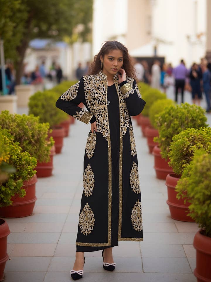 IQRA BOUTIQUE - Wholesale Kaftan - Women's - Black Morrocan kaftan Beaded Wedding Kaftan for Women's1