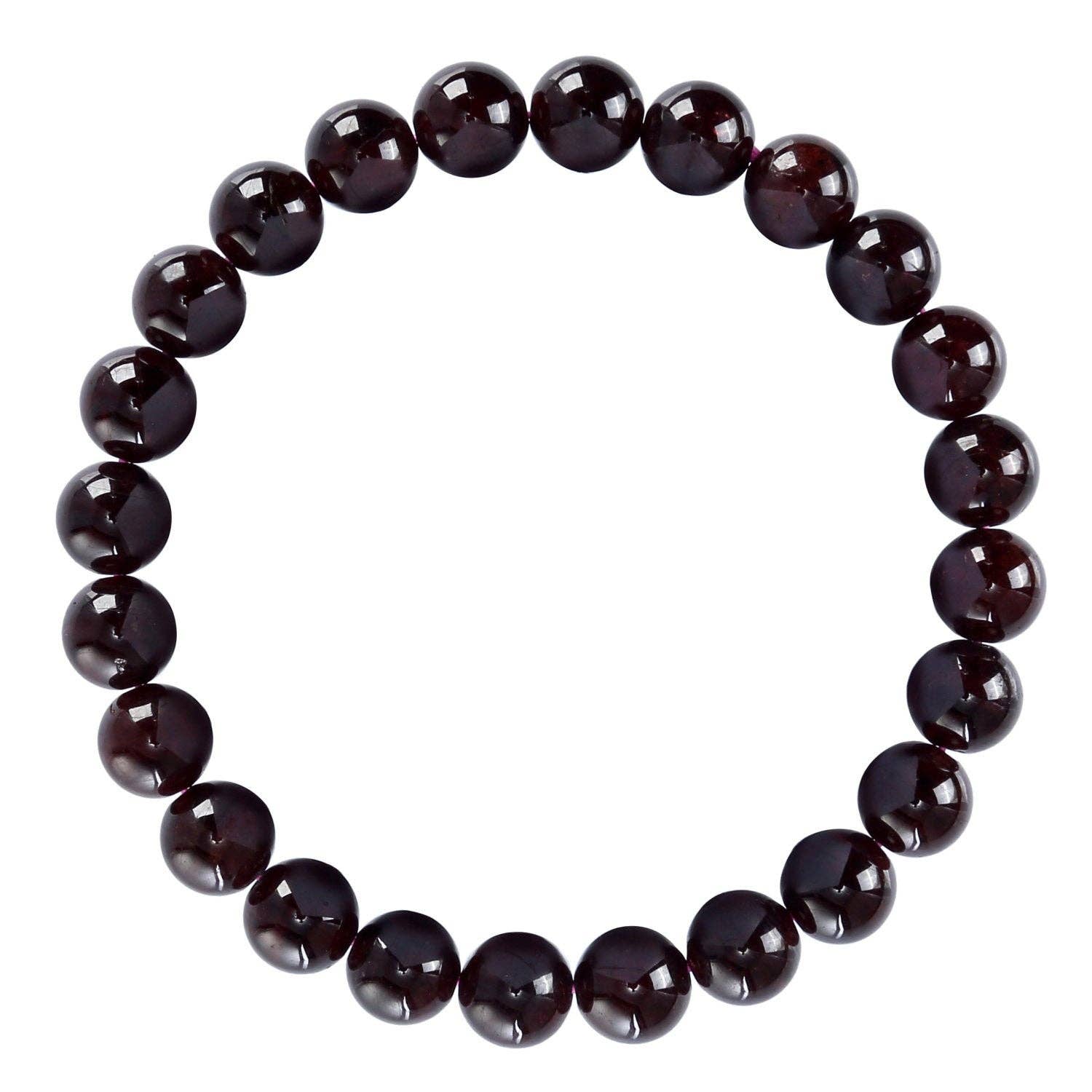 CRCBEADS - Wholesale Beaded Bracelet - Red Garnet Bracelet Smooth Round Size 10mm 8mm 7.5" Length1