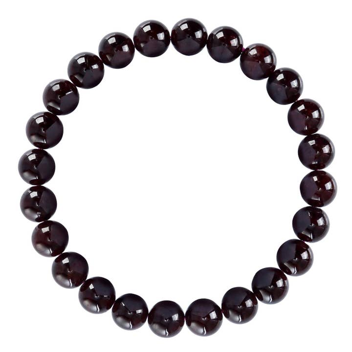 CRCBEADS - Wholesale Beaded Bracelet - Red Garnet Bracelet Smooth Round Size 10mm 8mm 7.5" Length1